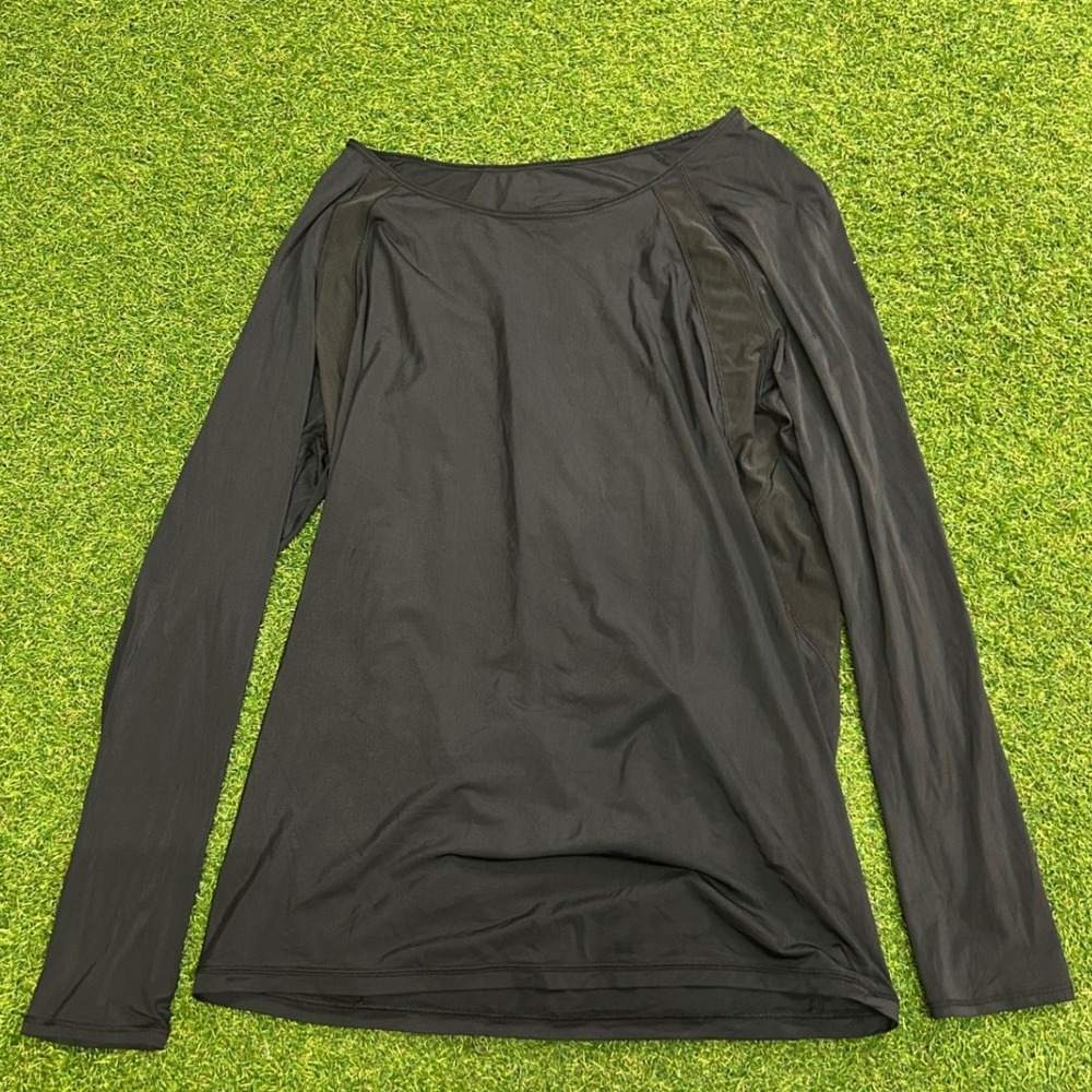 Lululemon Black Mesh Back Long Sleeve Active Top Keyhole Crossover Yoga Shirt